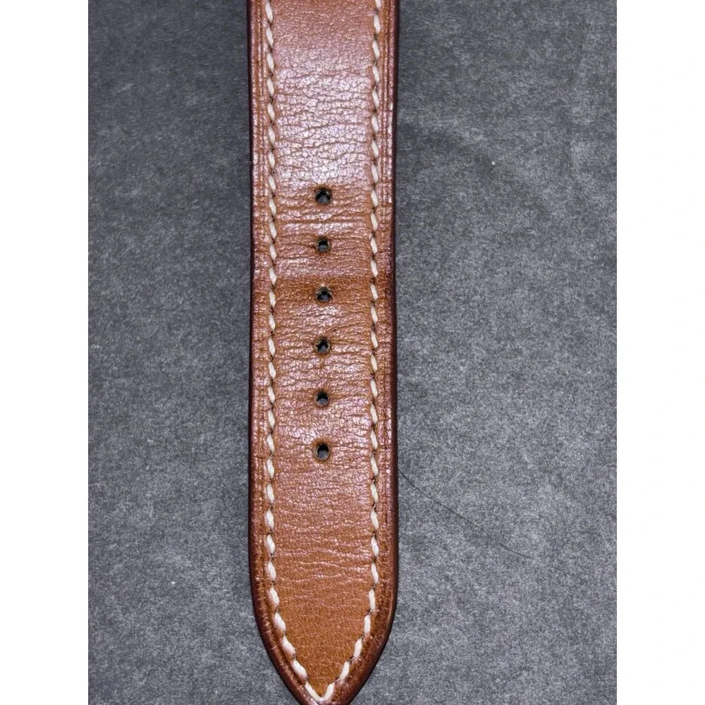 Hermes 21mm Stainless Steel And Natural Barenia Leather Here H PM Quartz Watch
